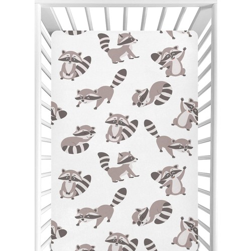 Cute raccoon fitted crib - raccoon,